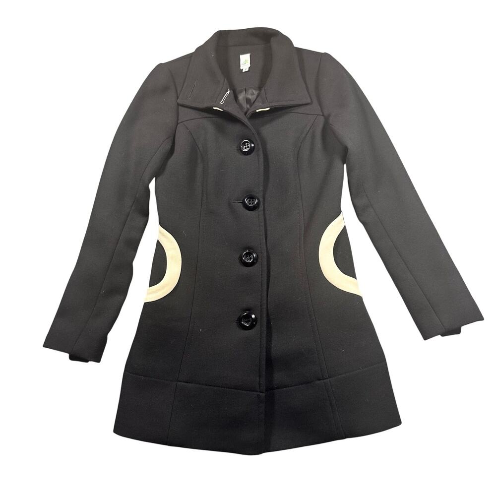 Nell Couture Wool Blazer Coat Black Cream Womens Size2